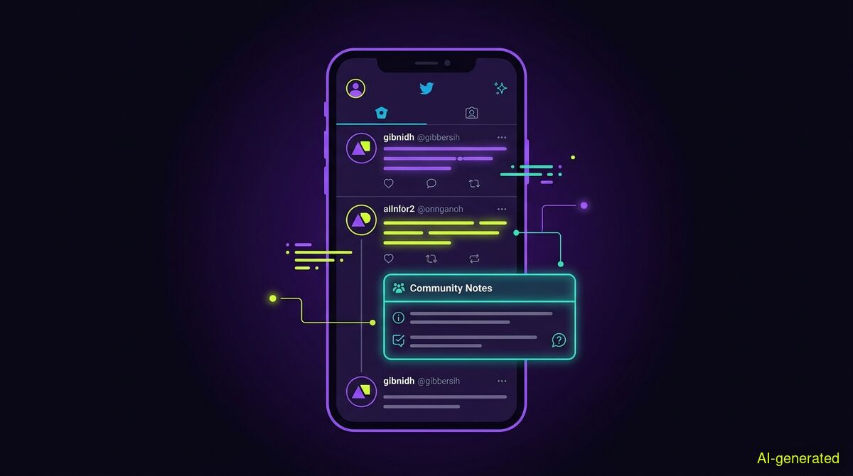 A phone screen displaying a social media timeline with a context box attached beneath a post. (AI-generated illustration)