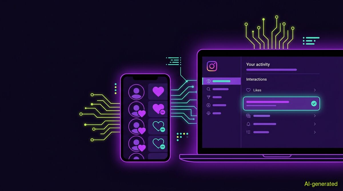 A smartphone screen displaying a grid of heart icons being unchecked next to a laptop showing a settings menu. (AI-generated illustration)