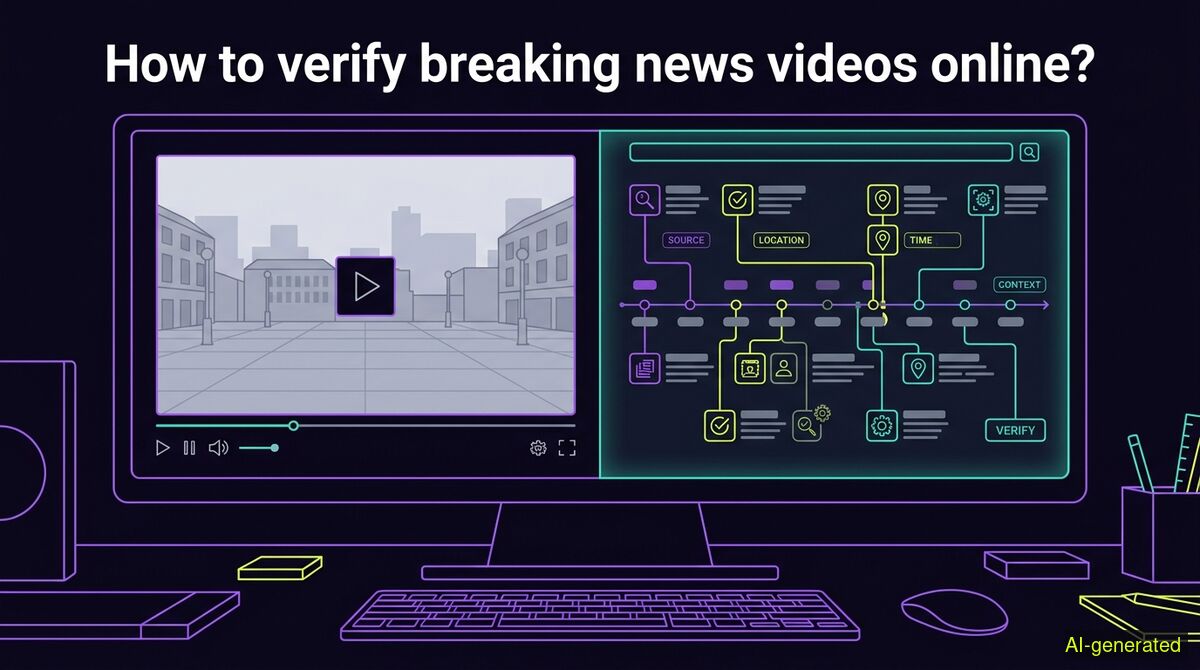 A split computer screen showing a video player on one side and a timeline of search results on the other. (AI-generated illustration)